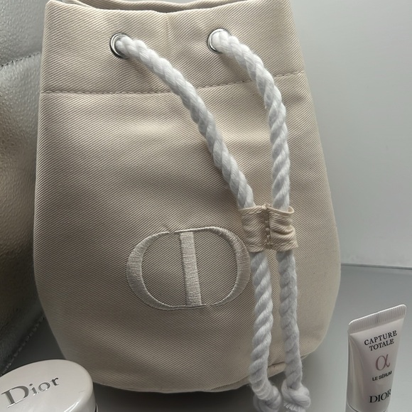 Dior authentic drawstring Bucket Bag bundle 7 items NWOT Pouch CD in front - Picture 2 of 14